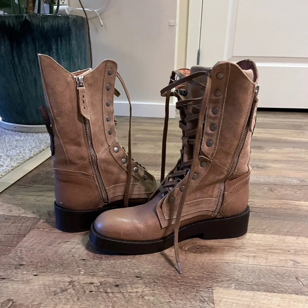 Free People We The Free Jesse Lace Up Boots, Size 8 - Picture 9 of 10